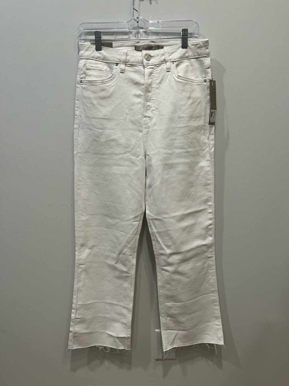 Hudson Jeans Faye White High-Rise Bootcut Crop Jeans